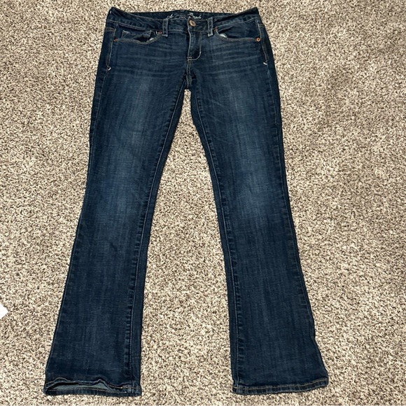 American Eagle Jeans Womens 6 Reg Blue Dark Wash Low Rise Skinny Kick Bootcut! - Picture 6 of 13